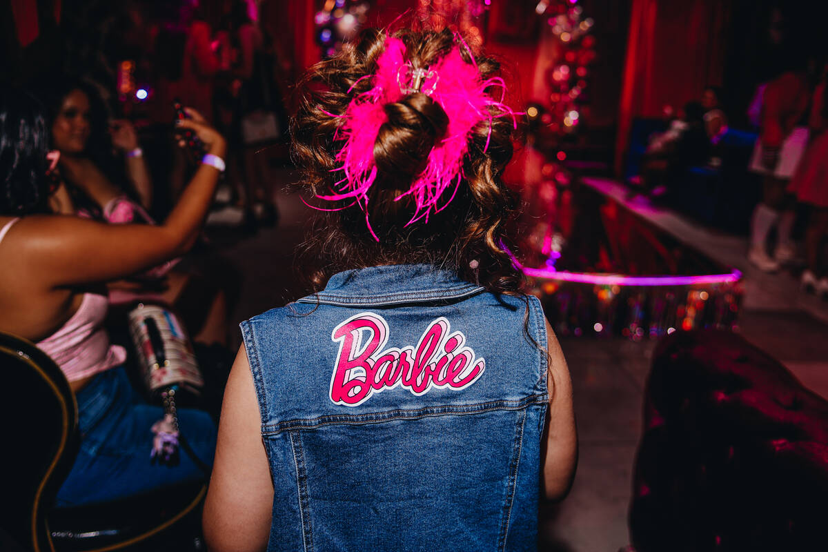 Brynli Monroe wears a Barbie vest at a premiere party for the new Barbie movie on Thursday, Jul ...