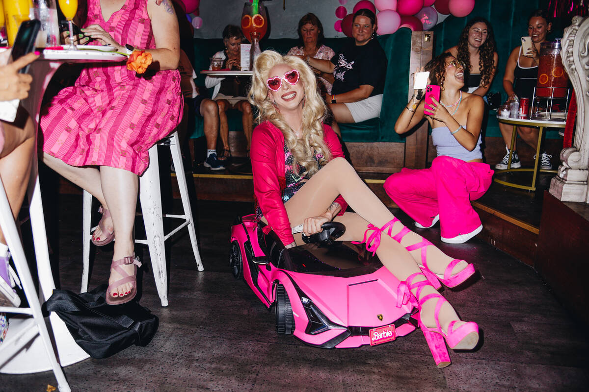 Jade Jolie, a drag queen who was featured on season 5 of RuPaul’s Drag Race, rides aroun ...