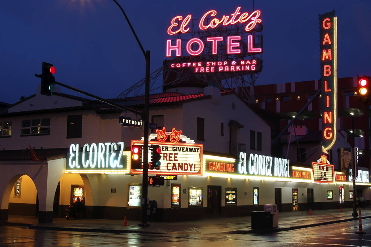 The El Cortez is shown at the corner of Fremont and Sixth streets in downtown Las Vegas. (K.M. ...
