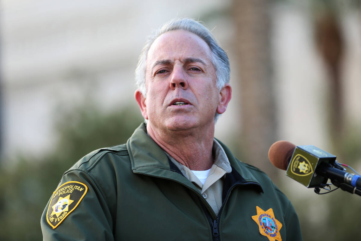 Clark County Sheriff Joe Lombardo speaks during a news conference at Symphony Park in Las Vegas ...