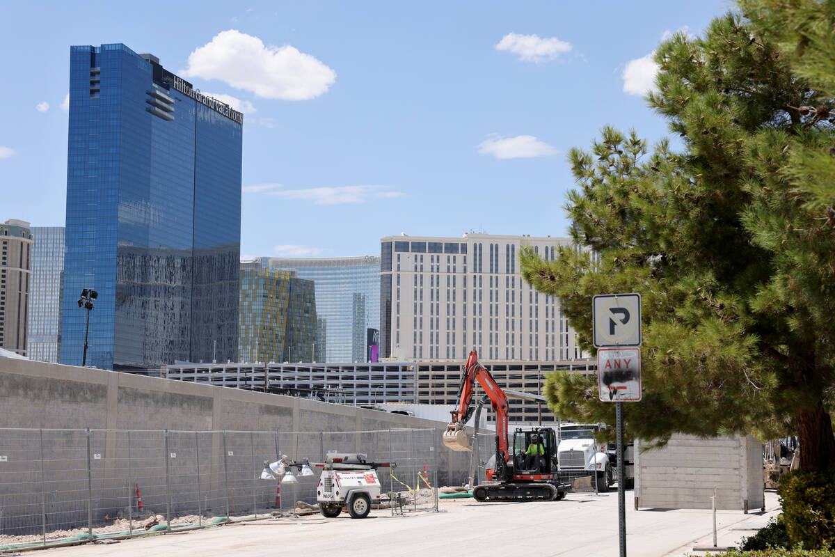 A wall is shown along East Rochelle Avenue adjacent to the Tuscany in Las Vegas Tuesday, July 2 ...
