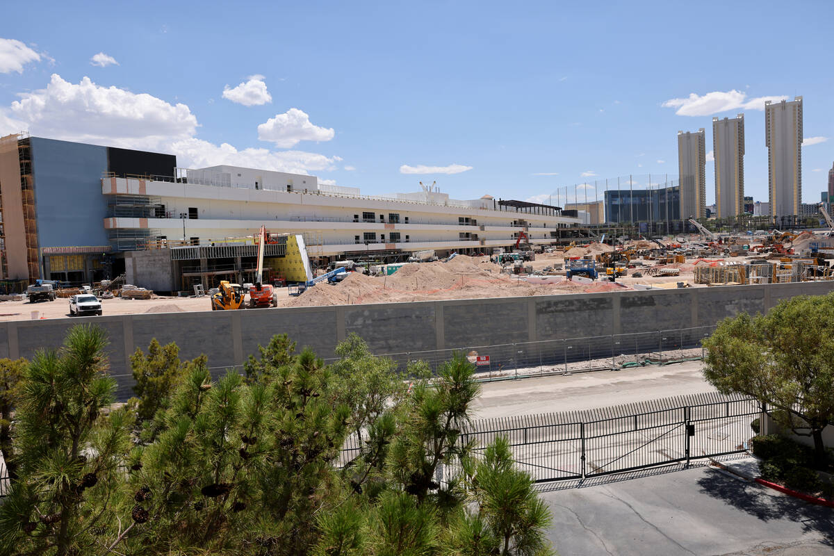 A wall along East Rochelle Avenue is seen from a third floor room at the Tuscany in Las Vegas T ...