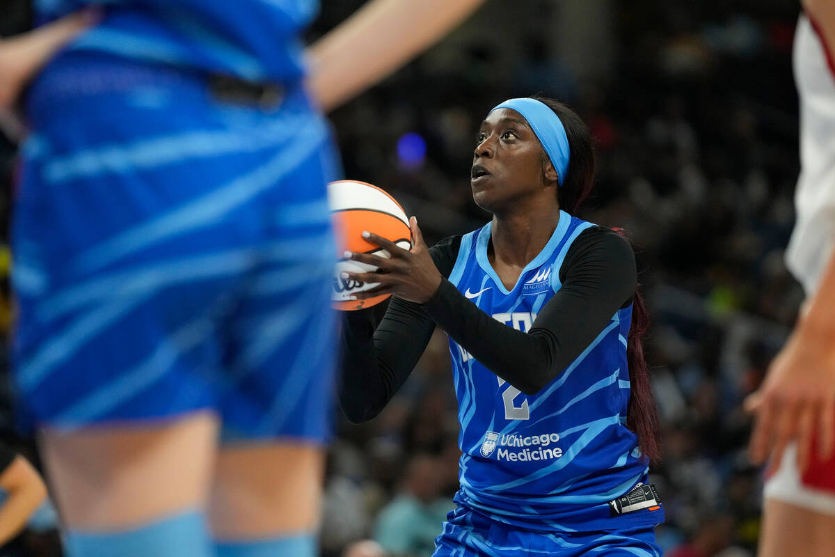 Chicago Sky guard Kahleah Copper shoots a free throw during the first half of the team's WNBA b ...