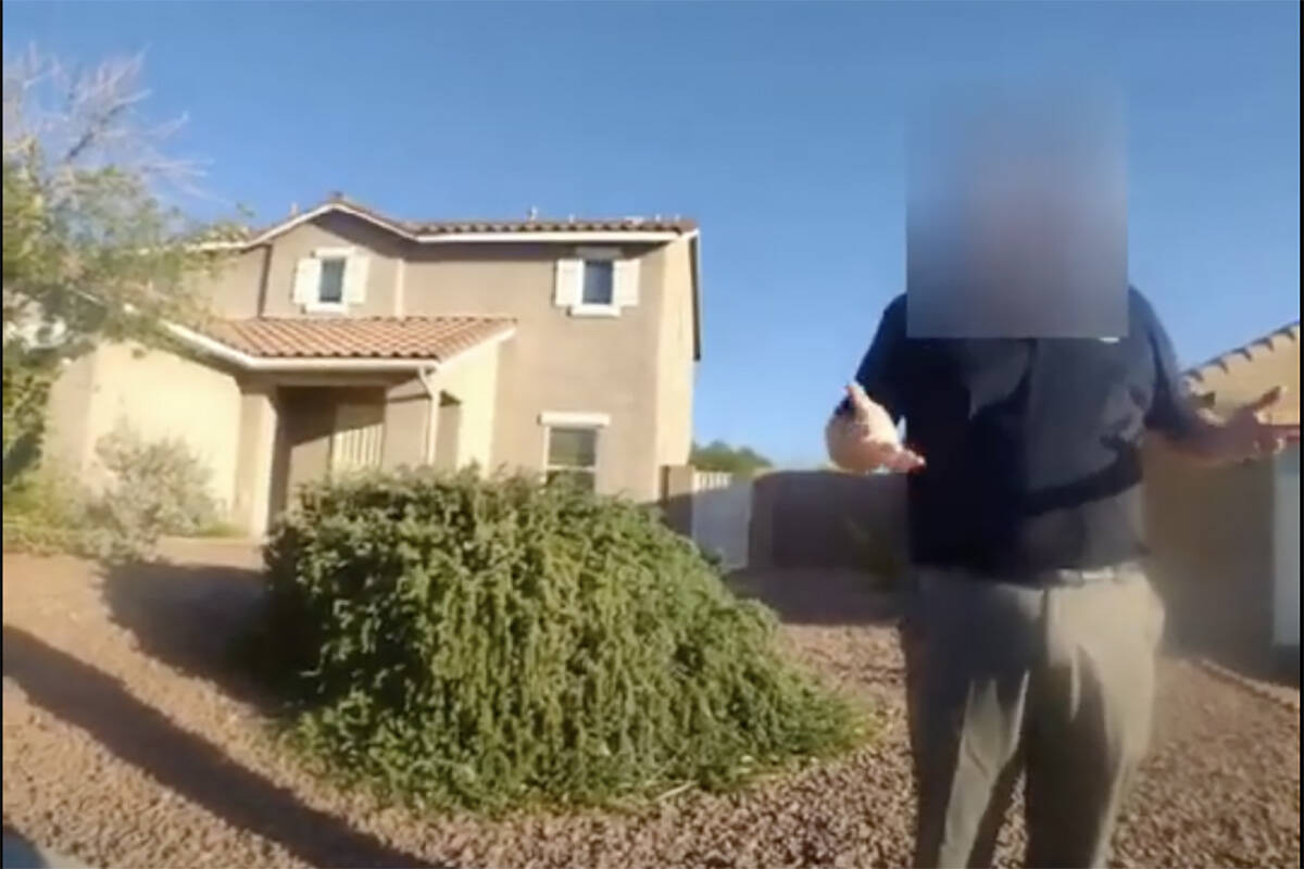 A screenshot from an officer's bodycam video shows Gary Hargis being interviewed on October 13, ...