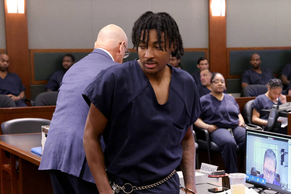 UNLV basketball recruit Zaon Collins leaves the courtroom after sentencing at the Regional Just ...
