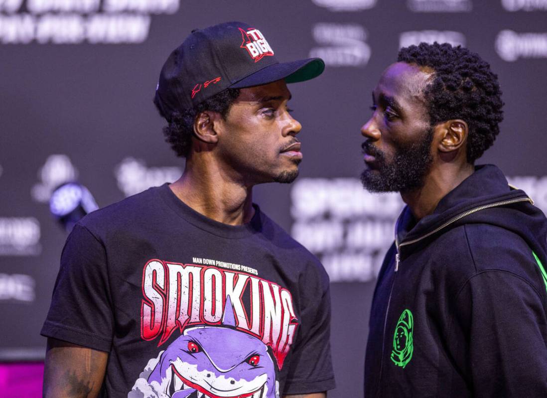 Boxers Errol Spence Jr. and Terence Crawford come together during their final press conference ...