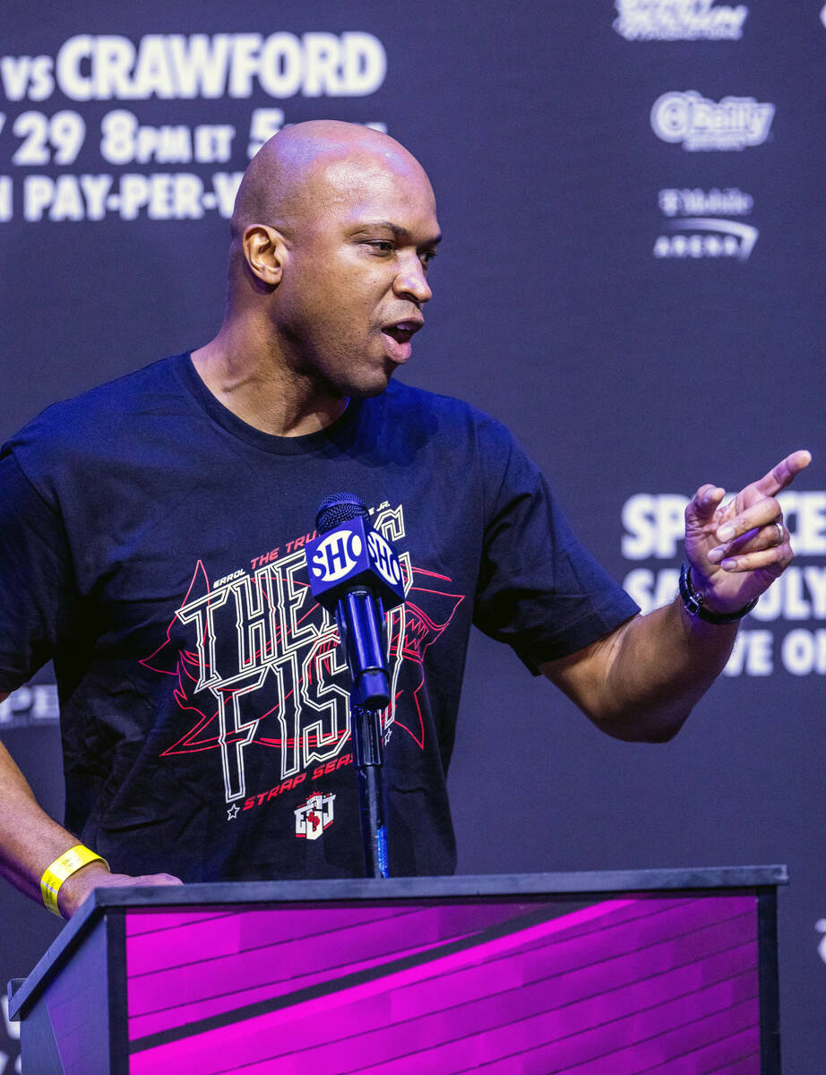 Head trainer Derrick James for boxer Errol Spence Jr. talks about the upcoming fight with Teren ...