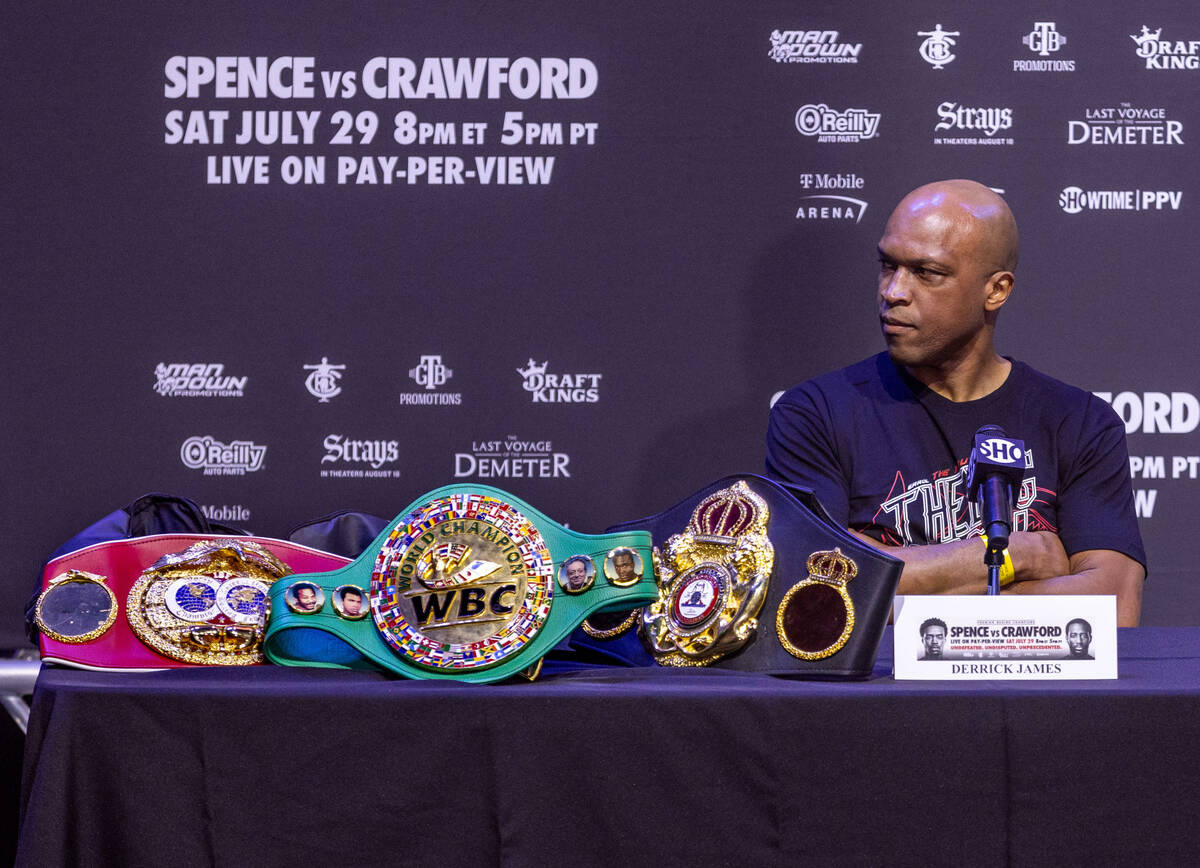 Head trainer Derrick James for boxer Errol Spence Jr. ponders the upcoming fight with Terence C ...
