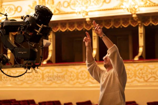 Darren Aronofsky is shown on the "Postcard from Earth" set in Parma, Italy. The acclaimed produ ...