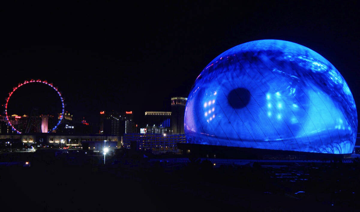 The Sphere July 4th fireworks show on Tuesday, July 4, 2023, in Las Vegas. (James Schaeffer/Las ...