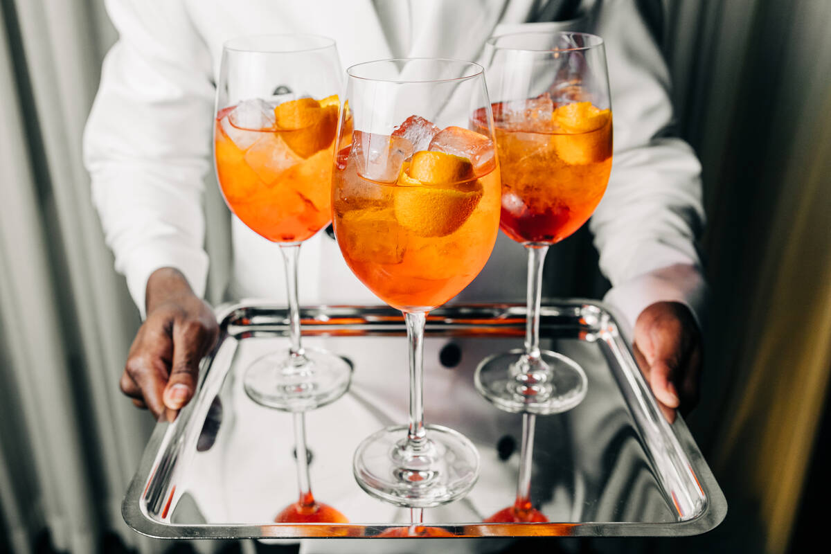 Aperol spritzes are being served at the Ferragosto party on Aug. 15, 2023, at RPM Italian in Th ...