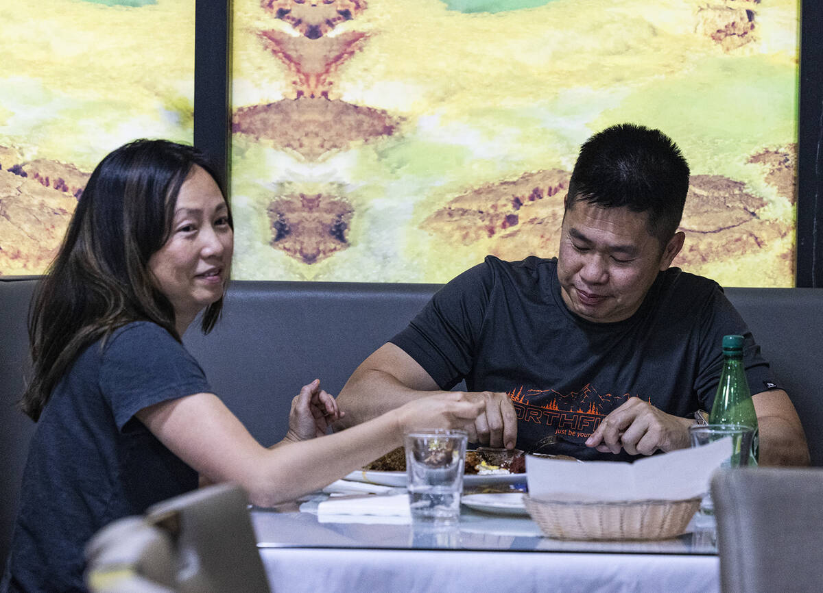 Jena Huynh and her husband James Chin enjoy their lunch at Lucy Ethiopian Restaurant, on Tuesda ...
