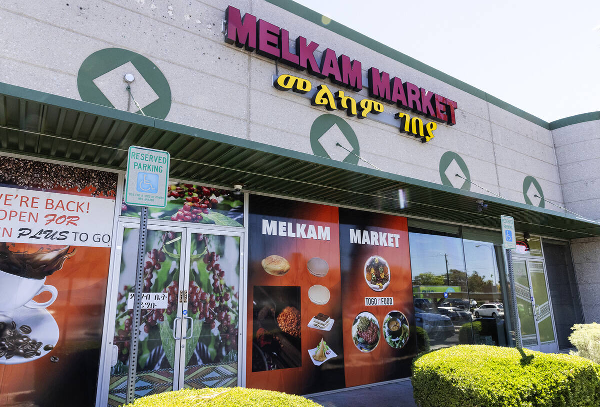 Melkam Ethiopian Market at 4230 S Decatur Boulevard is seen, on Tuesday, July 25, 2023, in Las ...