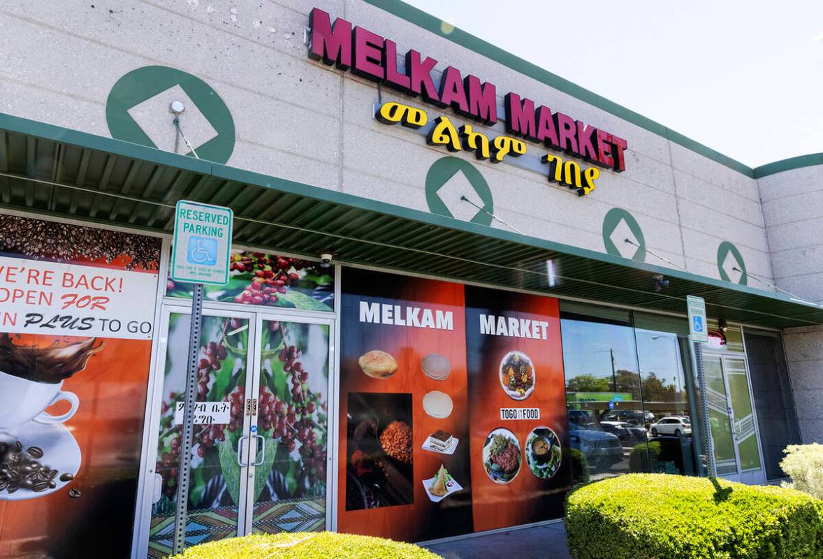 Melkam Ethiopian Market at 4230 S Decatur Boulevard is seen, on Tuesday, July 25, 2023, in Las ...