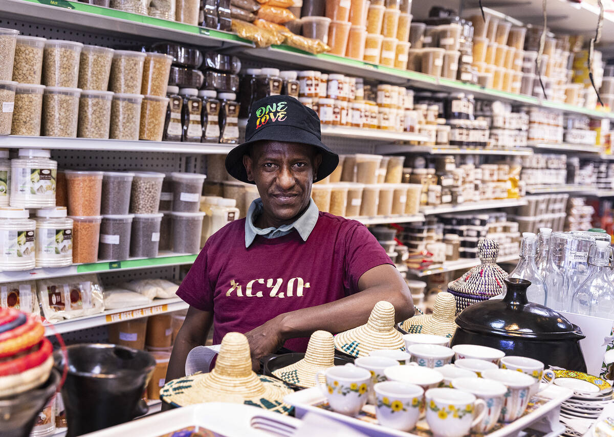 Unity Ethiopian Market co-owner Sirage Awoll poses for a photo a his Las Vegas store at 6020 W ...