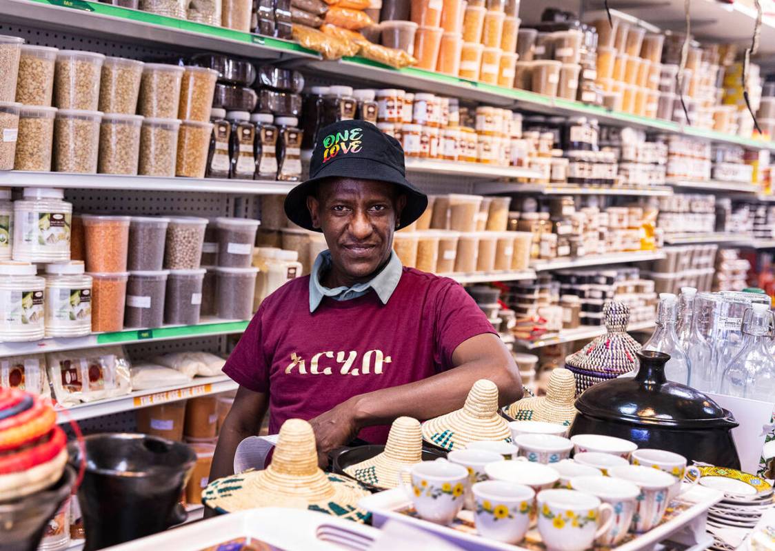 Unity Ethiopian Market co-owner Sirage Awoll poses for a photo a his Las Vegas store at 6020 W ...