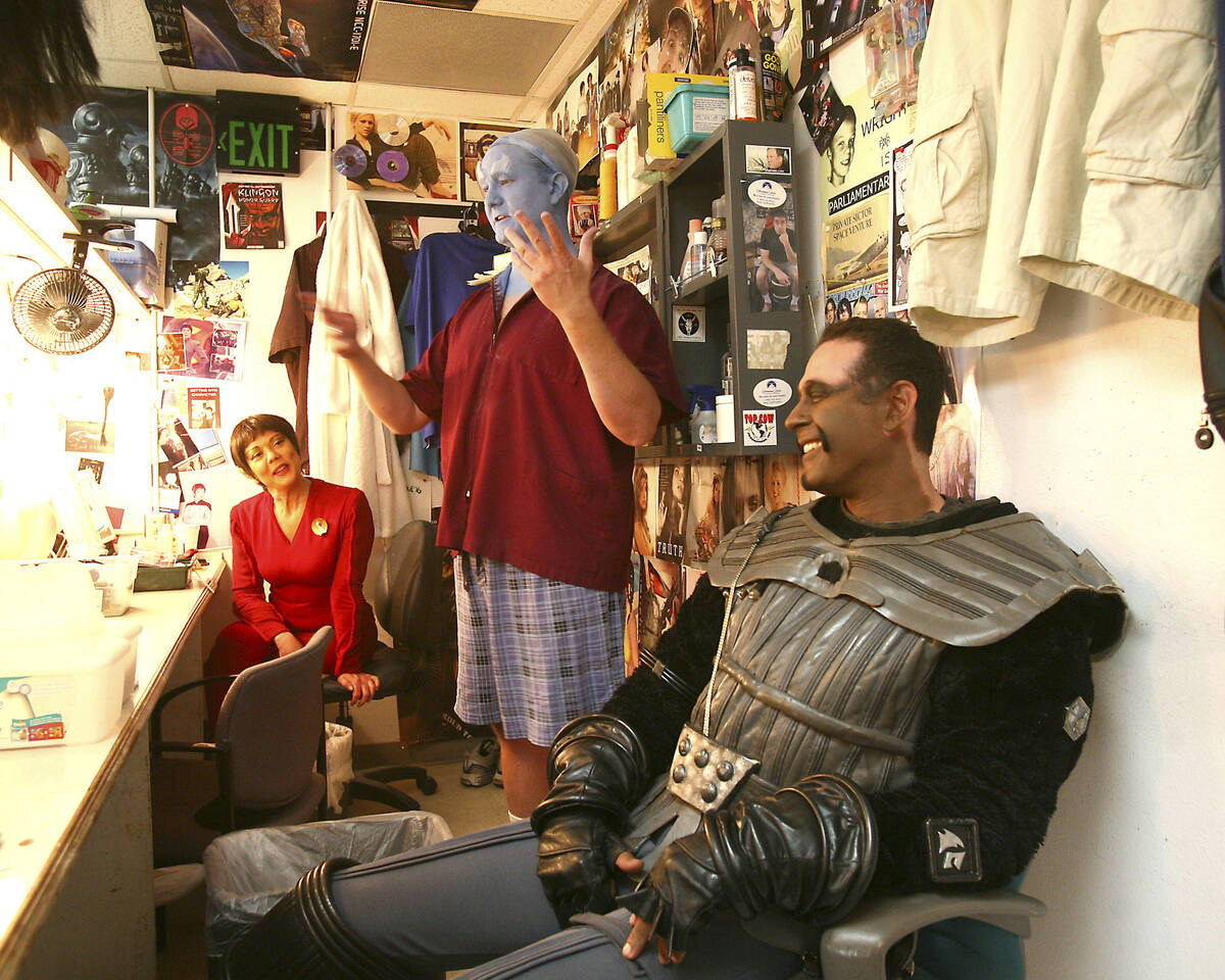 From left, April Hebert, Kerstan Szczepanski and Mark Weitz are shown backstage at "Star Trek: ...