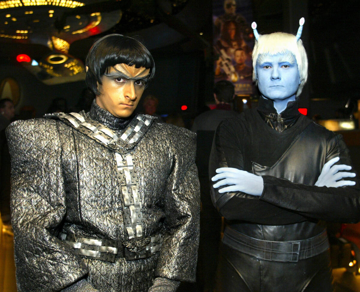 Nivik, a Romulan, left, and Kestran, an Andorian, are shown at "Star Trek: The Experience." (Re ...