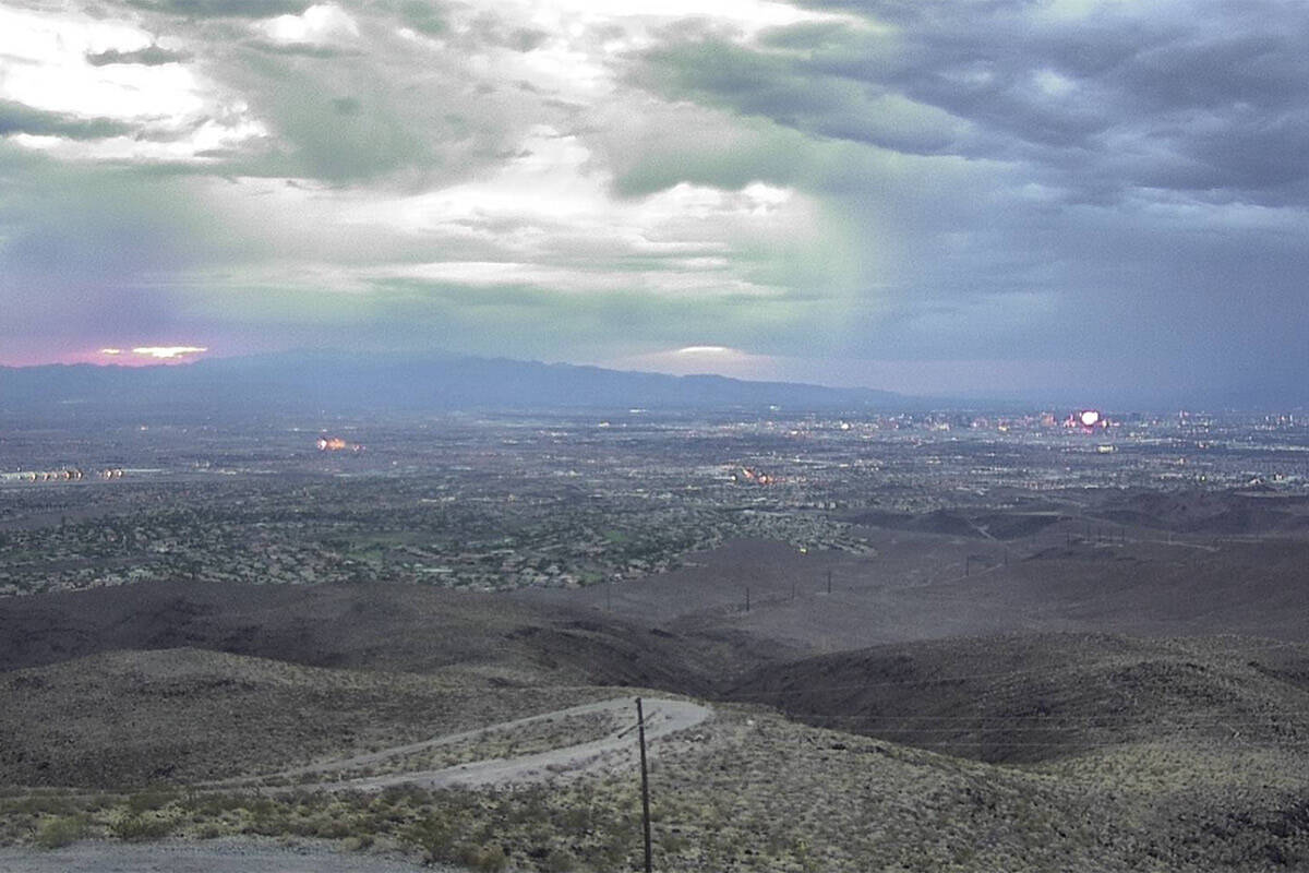 Clouds hover over the Las Vegas Valley, from the vantage point of Black Mountain near Henderson ...
