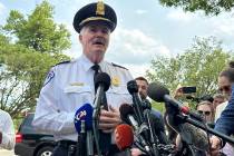U.S. Capitol Police Chief Thomas Manger speaks to the media Wednesday, Aug. 2, 2023, on Capitol ...