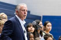 Gov Joe Lombardo speaks at Saint Anne Catholic School on Friday, Aug 4, 2023, in Las Vegas. (Bi ...