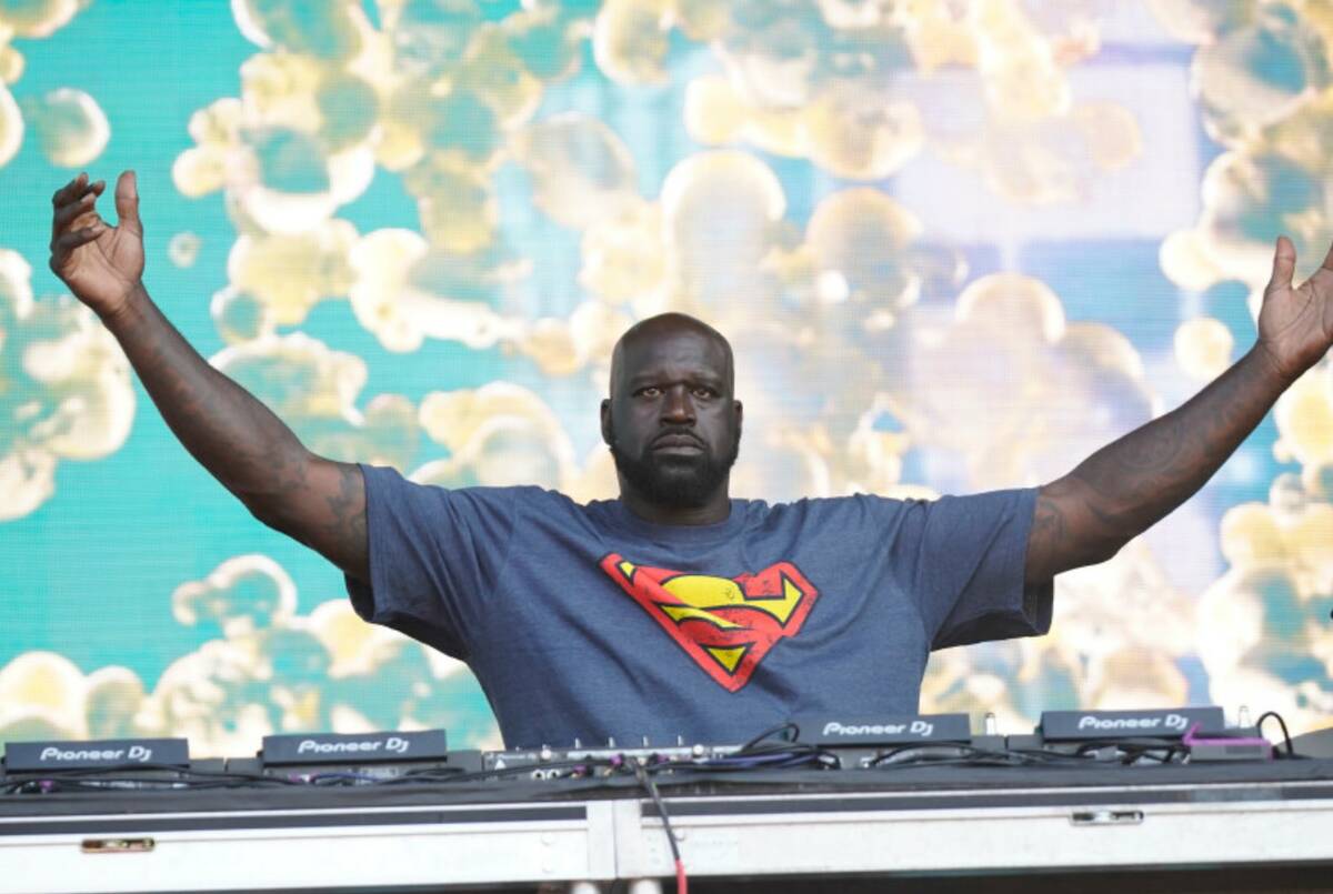 Shaquille O'Neal, aka DJ Diesel, performs on day two of the Lollapalooza Music Festival on Frid ...