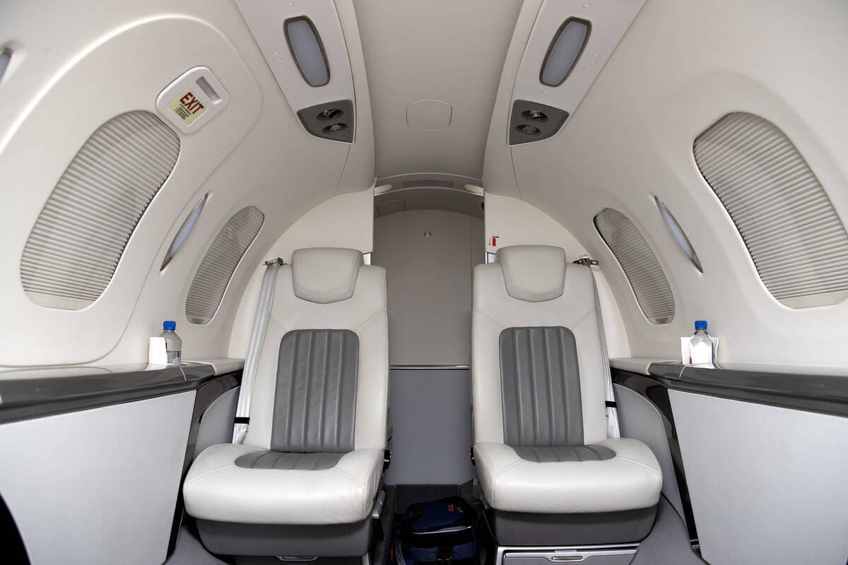 The interior of one of Jet AI Aviation’s aircrafts at the company’s office on Fri ...