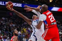 USA Basketball Men’s National Team forward Brandon Ingram (7) is fouled by Puerto Rico B ...