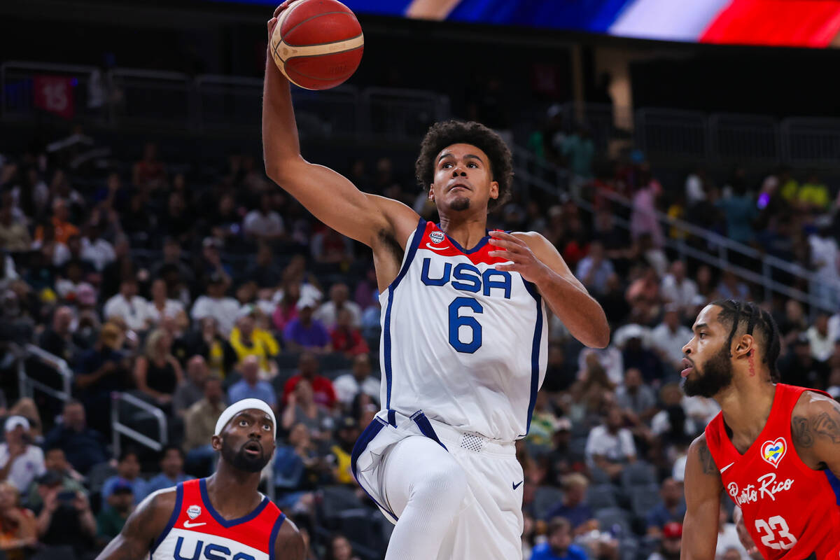 USA Basketball Men’s National Team forward Cam Johnson (6) goes in for a layup at the fi ...