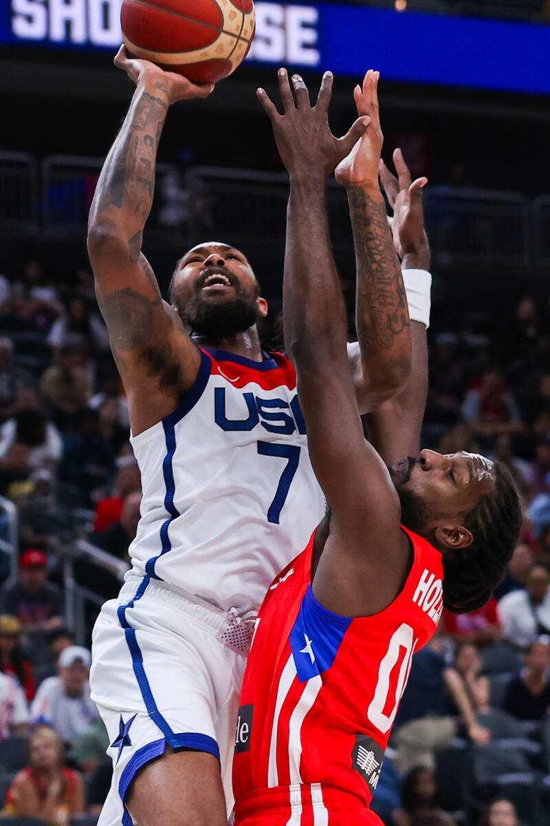 USA Basketball Men’s National Team forward Brandon Ingram (7) shoots a layup around Puer ...