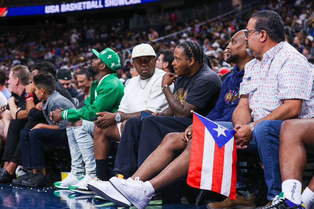 Puerto Rico Basketball Men’s National Team fans at the first exhibition game of the USA ...