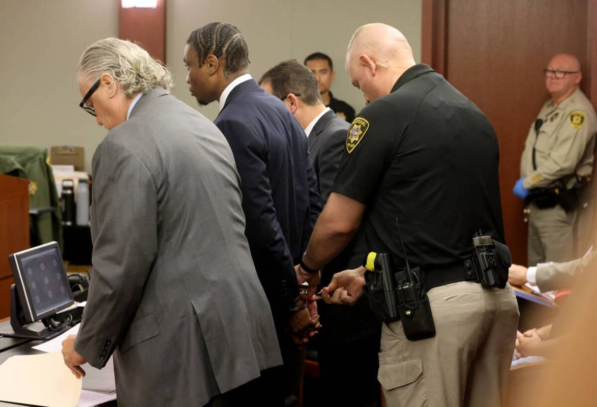 Former Raiders wide receiver Henry Ruggs is taken into custody in court at the Regional Justice ...
