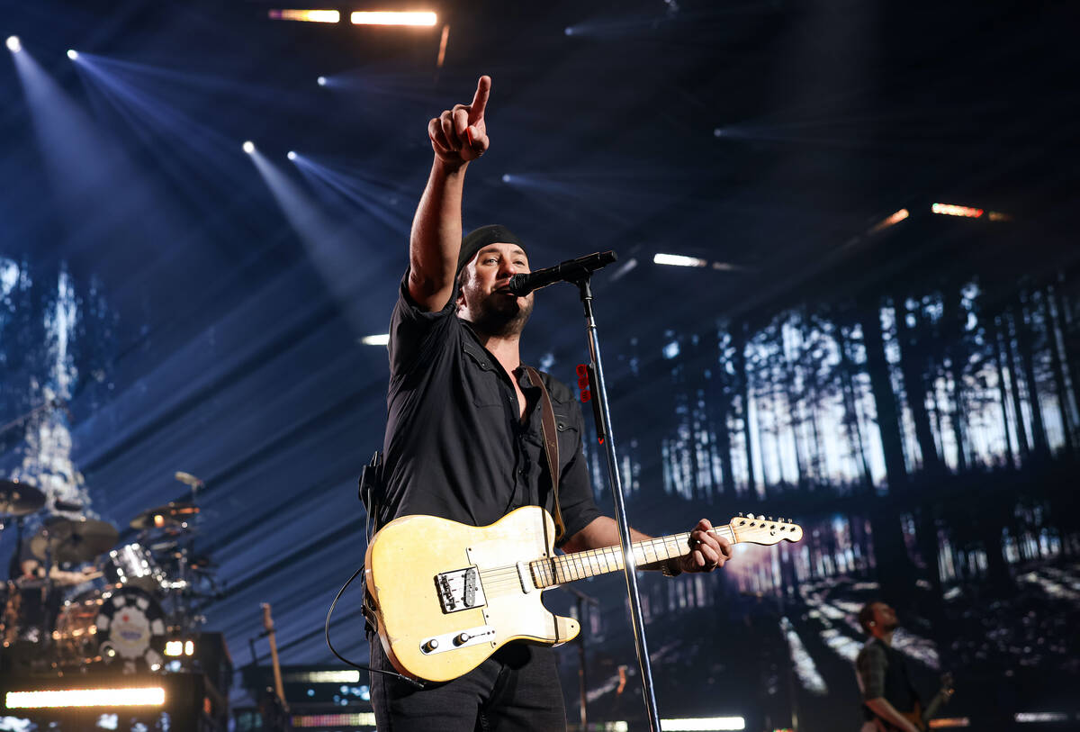 Luke Bryan performs during the opening night of his residency at Resorts World on Feb. 11, 2022 ...