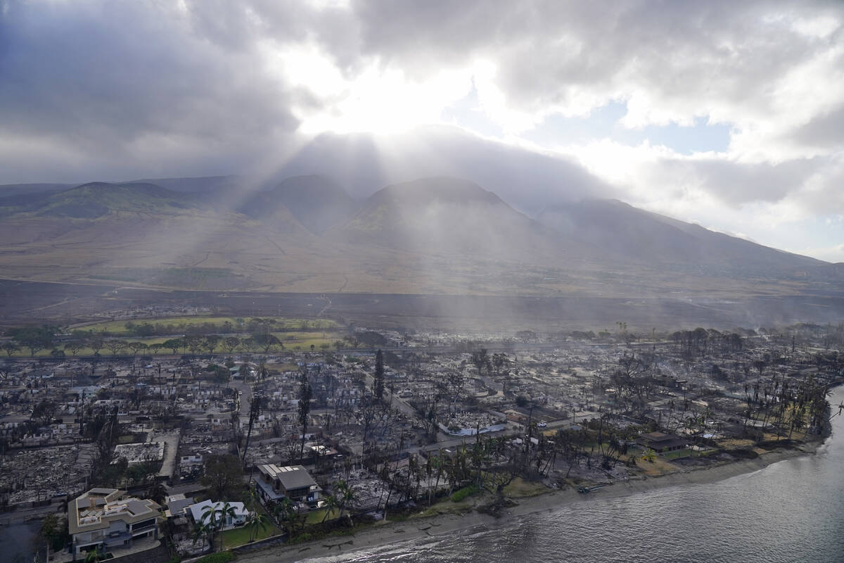 Wildfire wreckage is seen Thursday, Aug. 10, 2023, in Lahaina, Hawaii. The search of the wildfi ...