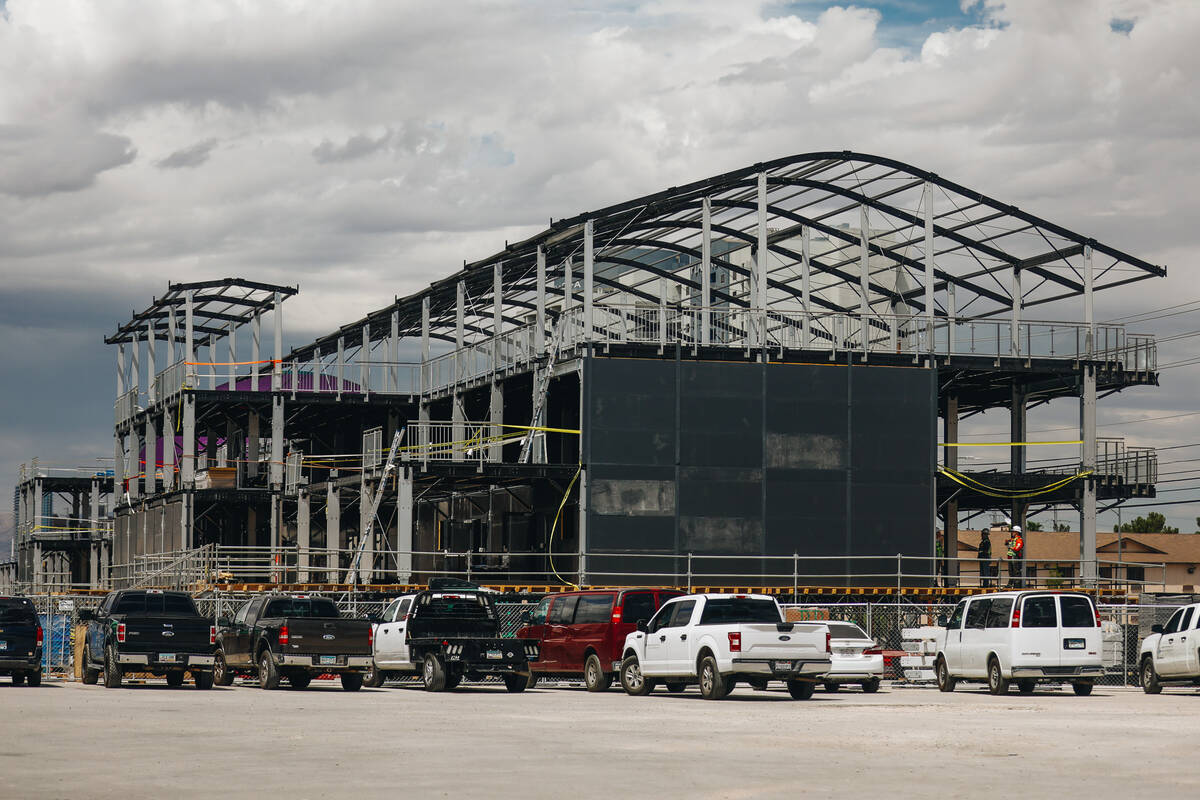 Construction takes place across the street from the site where Formula One is building a paddoc ...