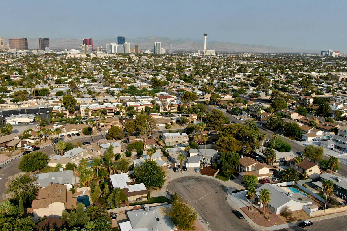 An aerial view of housing near Eastern Avenue and Desert Inn road in Las Vegas, Nevada, on Mond ...