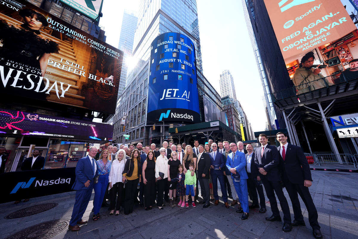 The Las Vegas aviation firm Jet.AI began being publicly traded on the Nasdaq Stock Market on Fr ...