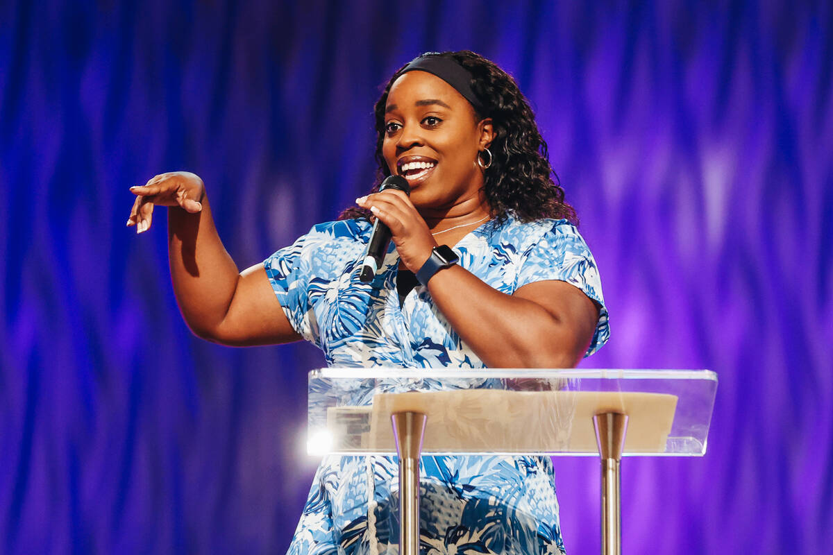 Destinee Thames shares stories about her friend, Jessica Rosalie Rhodes, during a celebration o ...