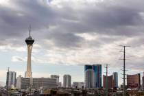 Storm clouds hover above the Las Vegas Valley on Wednesday, March 18, 2020. (Elizabeth Brumley/ ...