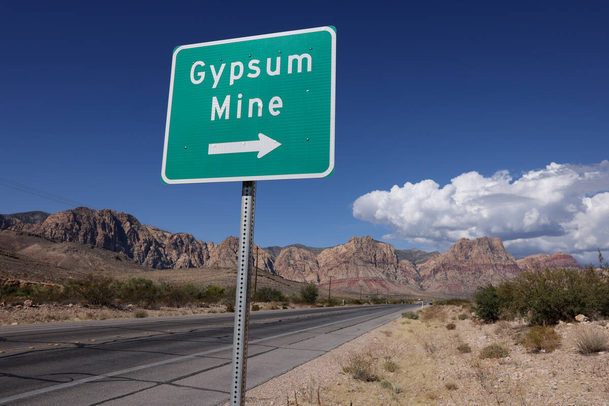 The entrance to Blue Diamond Hill Gypsum Mine near Red Rock Canyon National Conservation Area w ...