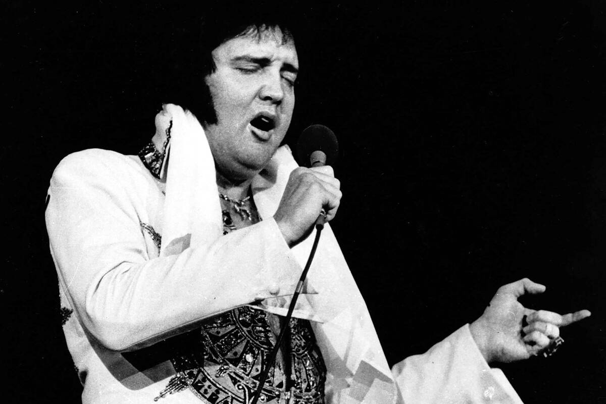 Elvis Presley performs in Providence, R.I. on May 23, 1977. (AP Photo, File)
