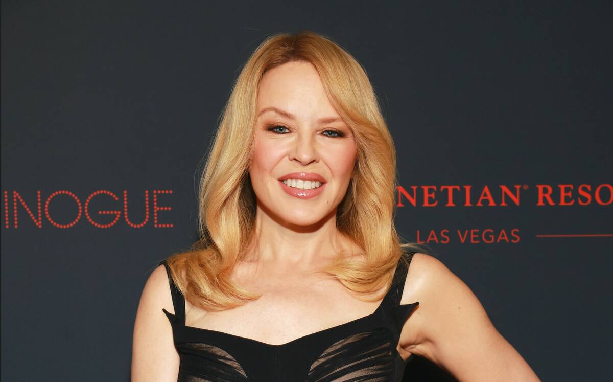Kylie Minogue attends a press conference at Bar Lis on July 27, 2023, in Los Angeles. (Matt Win ...