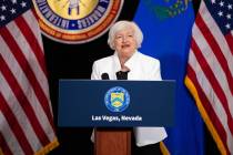 Secretary of Treasury Janet Yellen delivers remarks after a tour of the IBEW 357 Training Cente ...