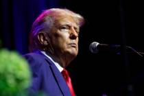 FILE - Former President Donald Trump speaks at a fundraiser event for the Alabama GOP, Friday, ...
