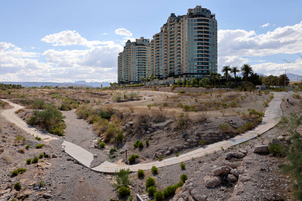 The defunct Badlands golf course is shown adjacent to One Queensridge Place near the corner of ...