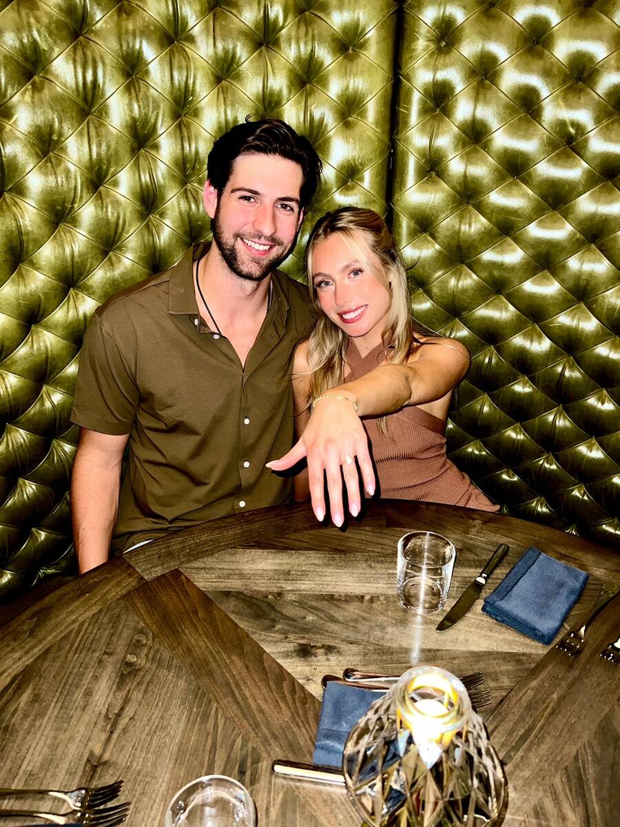 Nicolas Hague and Ally Bruder are shown after their engagement at Circa's Barry's Downtown Prim ...