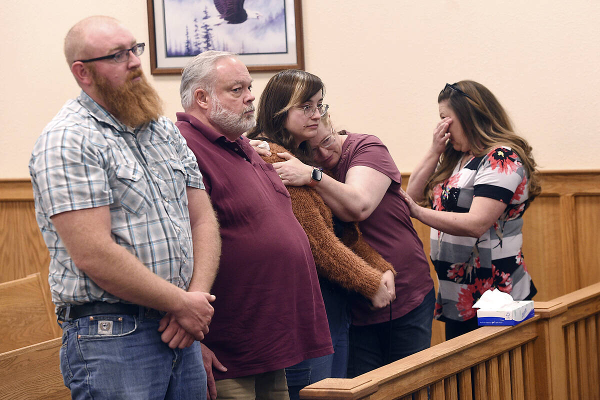 The family of Naomi Irion attends the arraignment hearing for defendant Troy Driver on April 8, ...