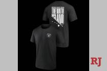The special T-shirts that the Las Vegas Raiders will wear for pregame wam-ups against the Rams ...