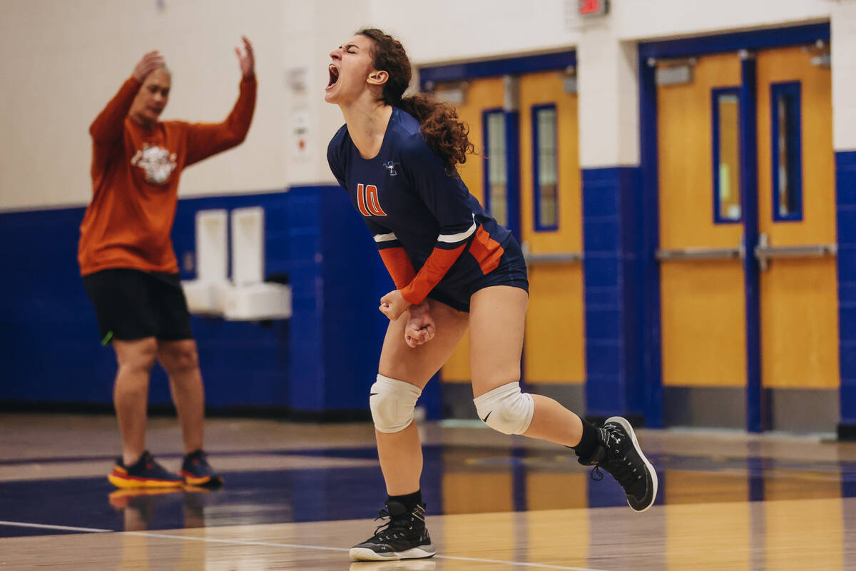 Legacy outside hitter Jocelyn Taveras gets fired up after making a successful attack against Si ...