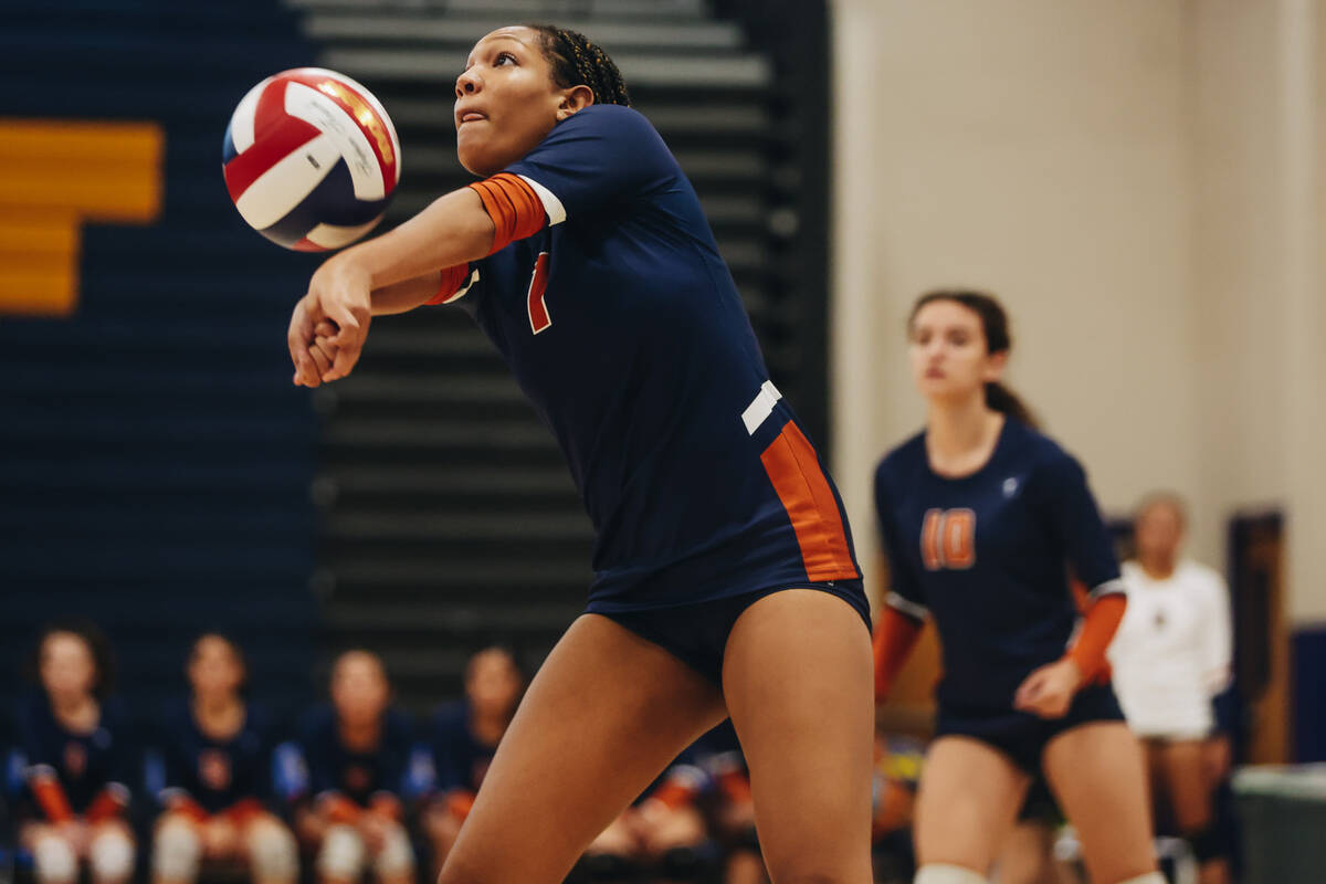 Legacy middle Kiana Peterson bumps the ball during a match against Sierra Vista at Sierra Vista ...